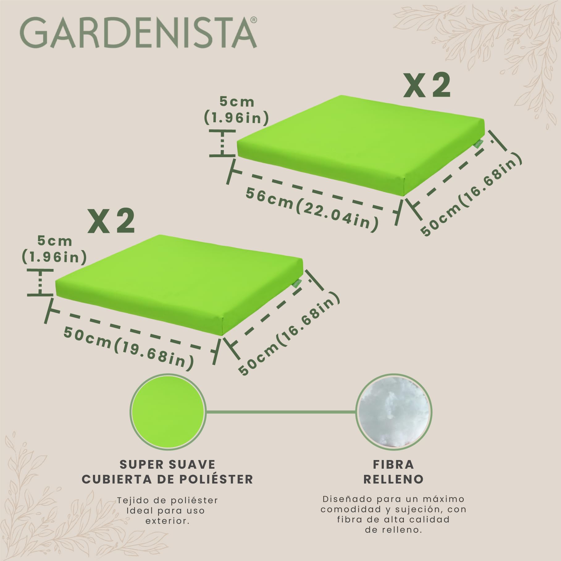 Gardenista Cojines para Exterior para Muebles de ratán | Cojines de jardín para Keter Allibert Carolina | Impermeables para Muebles de Patio | Livianos y duraderos | 4 Piezas (Lima)
