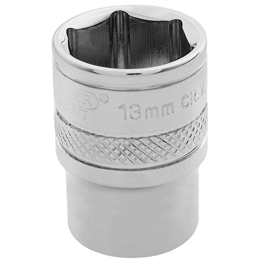 Draper 32633 1/4" Square Drive Polished Chrome Metric Socket, 13 mm Size, Blue — image 1