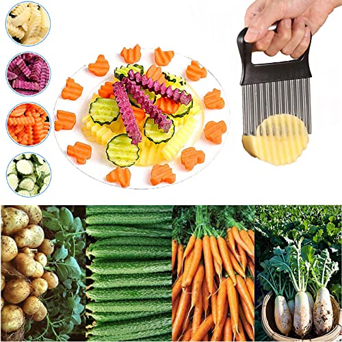 BROSEBEAQ Wave Cutter, Potato Cutter, Stainless Steel, French Wave Knife, Wave Knife for Vegetables, Fruit, Salad, Ripple Knife, Baby, Ripple Cutter for Fries - Image 6
