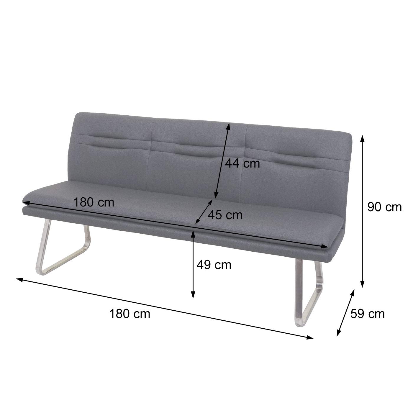 Chaise Mendler Chaise de salle à manger HWC-H70 tissu acier inoxydable