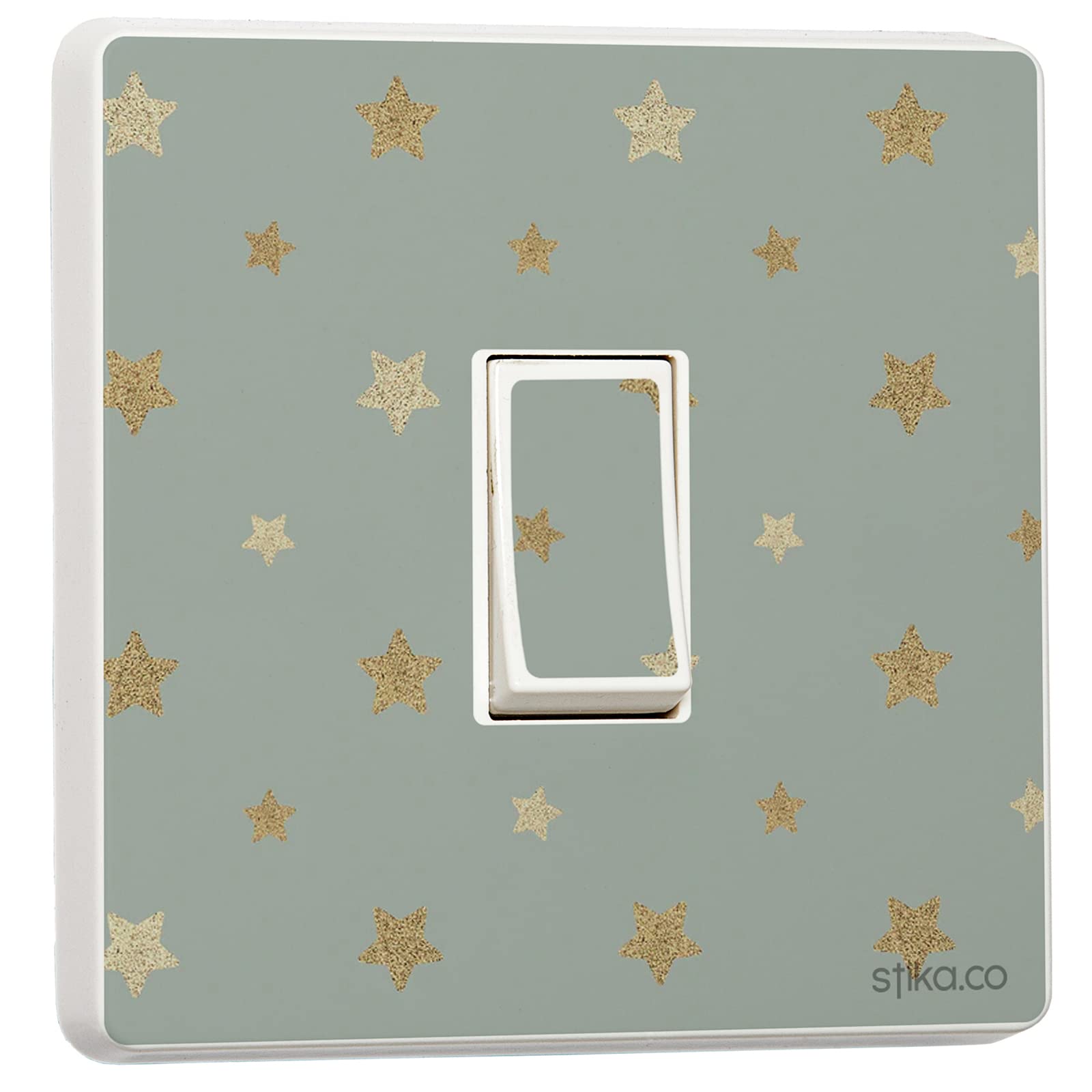 Stika.co Teal Pack Of 2 Shimmering Gold Star Patterned Background, Design For Single Light Switch Cover Vinyl Sticker