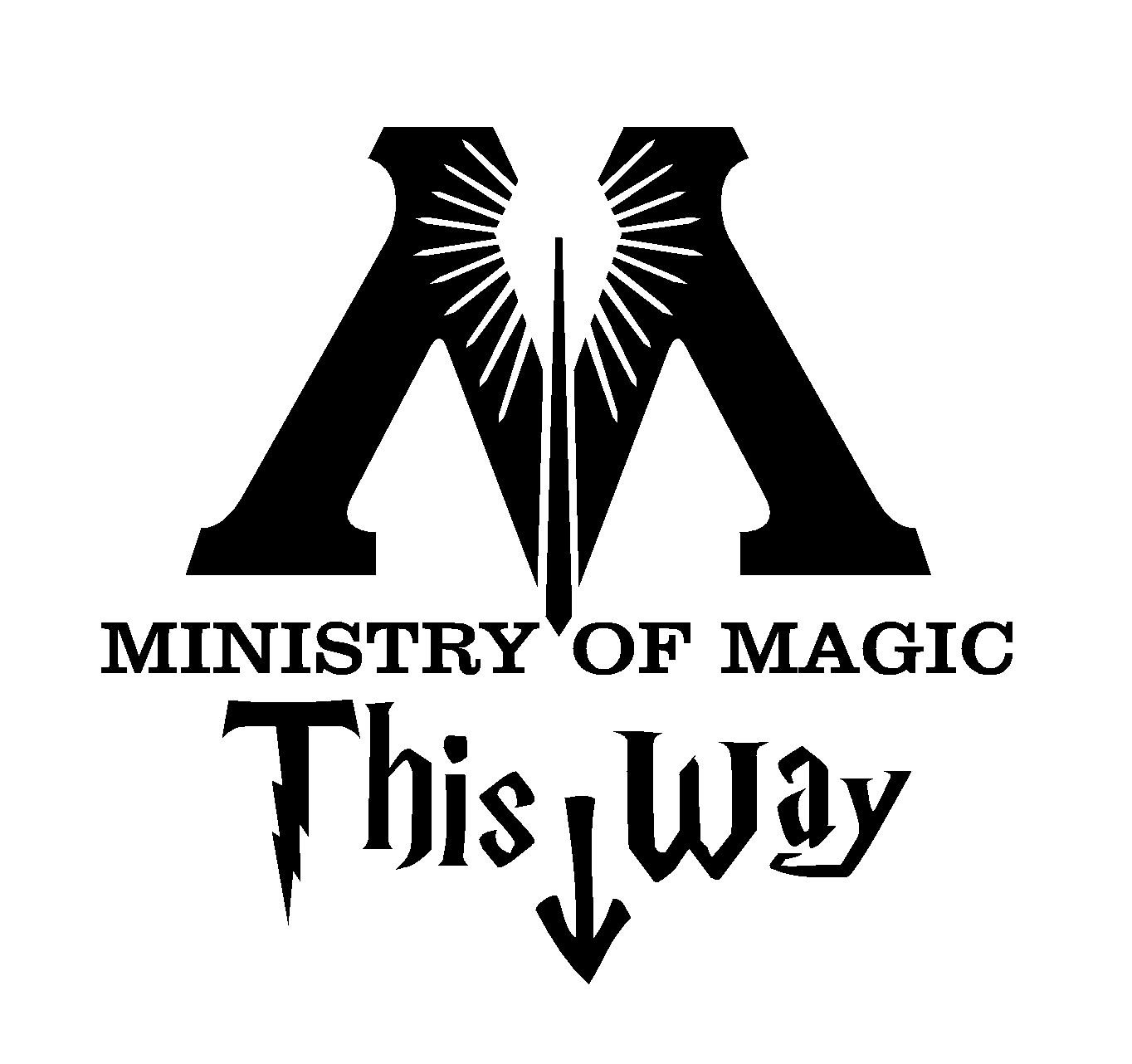 VT | Ministry of Magic Toilet Decal Funny Bathroom Sign Black Vinyl Sticker 9.5x9.5 inches Ministry of Magic This Way Decal Die Cut Vinyl Decal Sticker for Walls, Laptop, Cars, Vans, Trucks Black