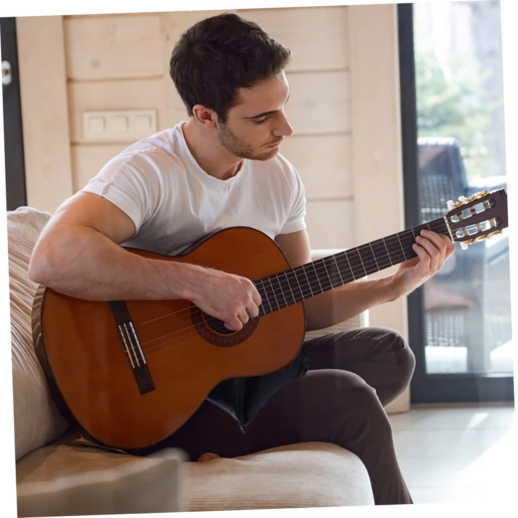 HANABASS Poggiapiede per Chitarra Classica Nero, Leggero Fascia Elastica | Pelle Sintetica e Schiuma, per Pratica Quotidiana e Supporto Durante L'esecuzione, Accessorio per Chitarristi