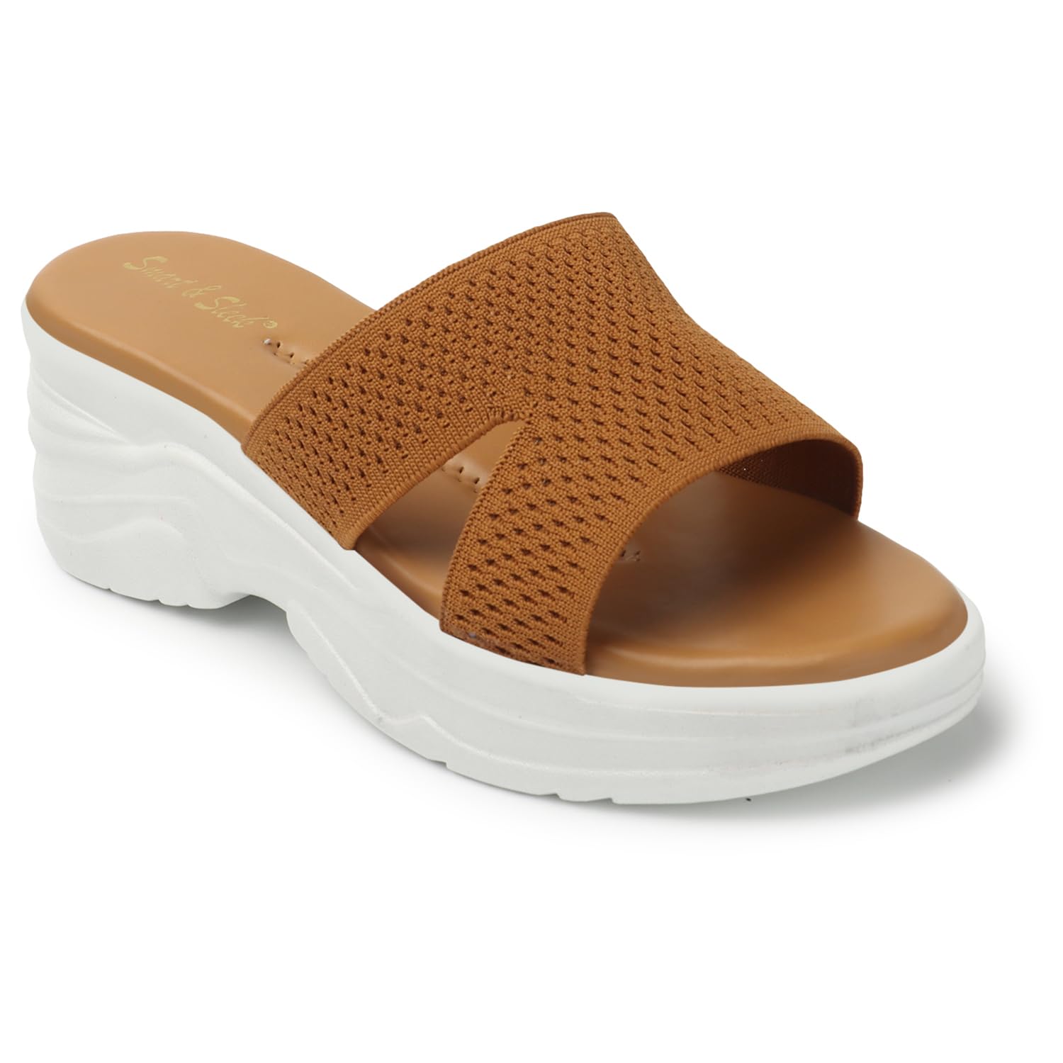 Smart & Sleek Women Striped Textured Wedges Sandals (Color-Tan, Size-4) (B0C9TJCX5T) Amazon Price History, Amazon Price Tracker