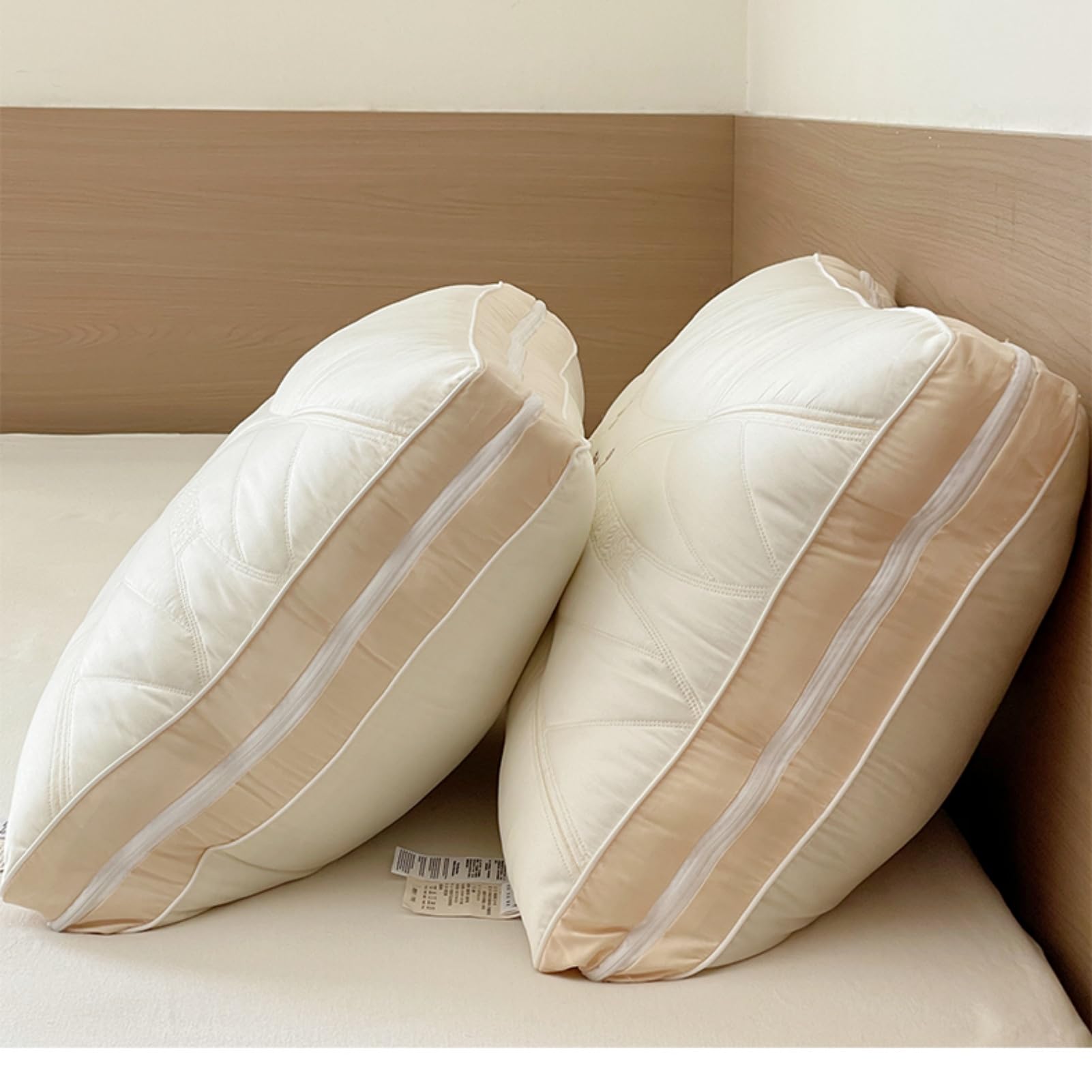 Guanciali, Cuscino in Fibra, Morbido Cuscino Dormire, Cuscini Letto, Lussuoso Cuscino Letto, Antiacaro Anallergico Traspirante, Lavabili in Lavatrice (Altezza 6-8 cm,48x74cm)