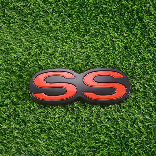 Image of 1Pc 1971 1972 Chevelle El Camino Super Sport SS Rear Bumper Emblem Letters with Hardware Replacement for SS (Black Red)