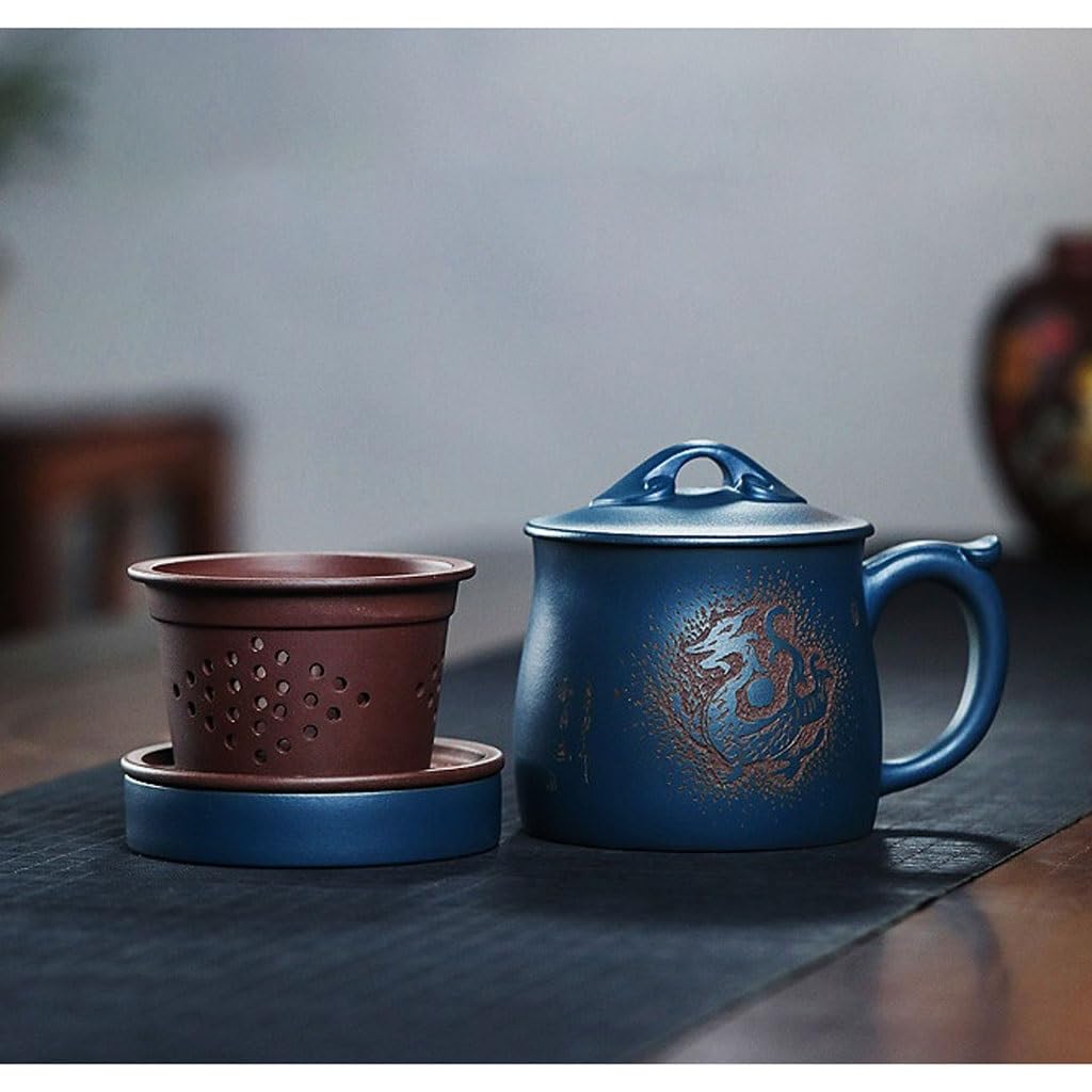 Tasse à thé Tasse à thé en Vrac Ensemble de thé 400ML Tasse à Sable Violet avec Couvercle Doublure filtrante Tasse à thé Séparation de l'eau du thé à la Maison Tasses à thé réutilisables