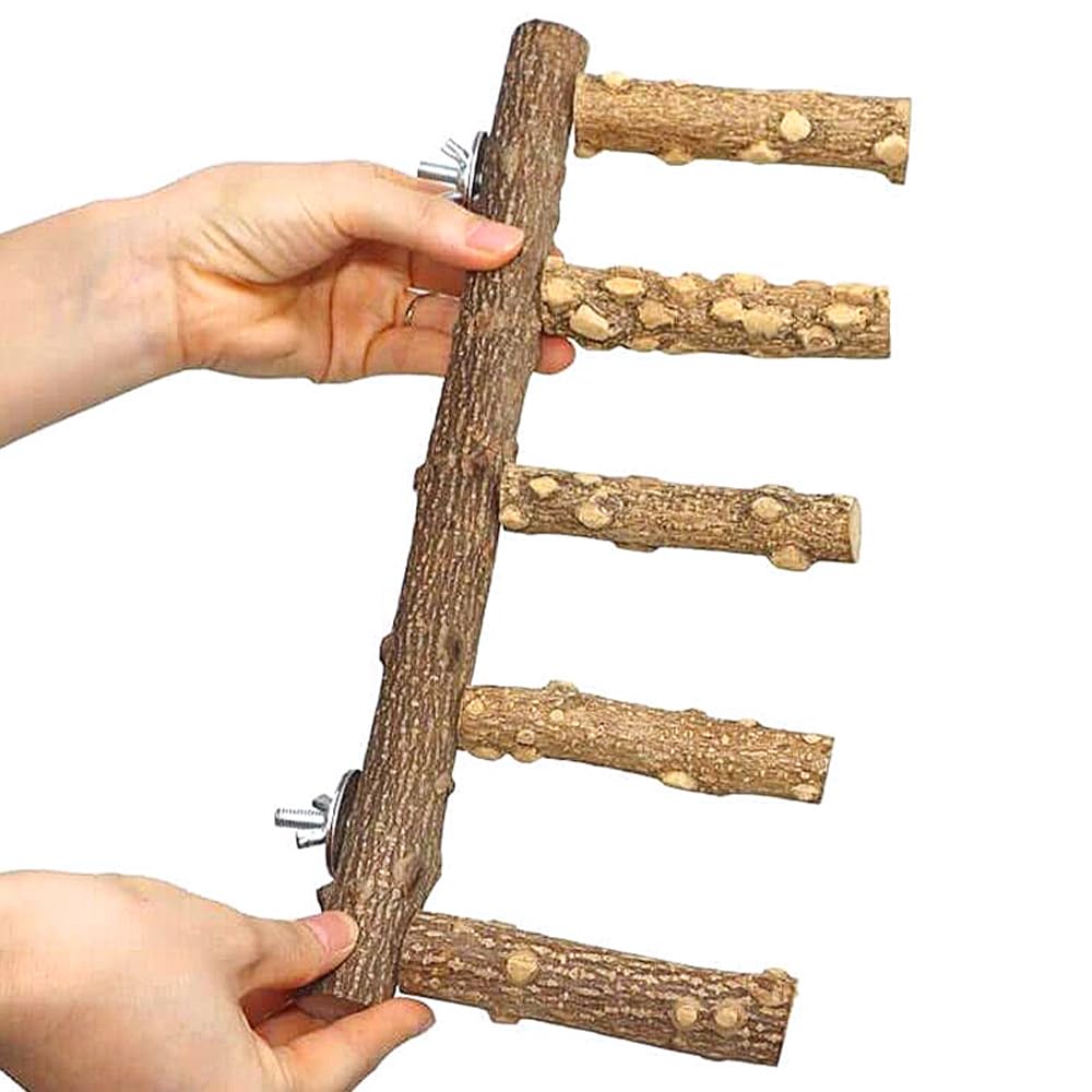 Namvo 12.2 Inch Natural Wood Parrot Perch Stand, Bird Cage Ladder for Small and Medium Parrots Parakeets, Conures - Image 3
