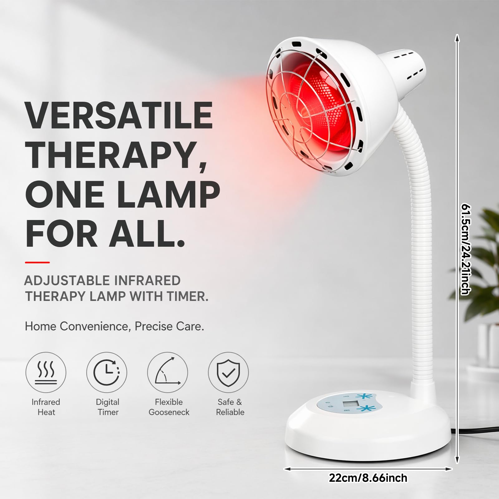 Infrarotlampe 275W mit Timer, Rotlichtlampe Wärmelampe