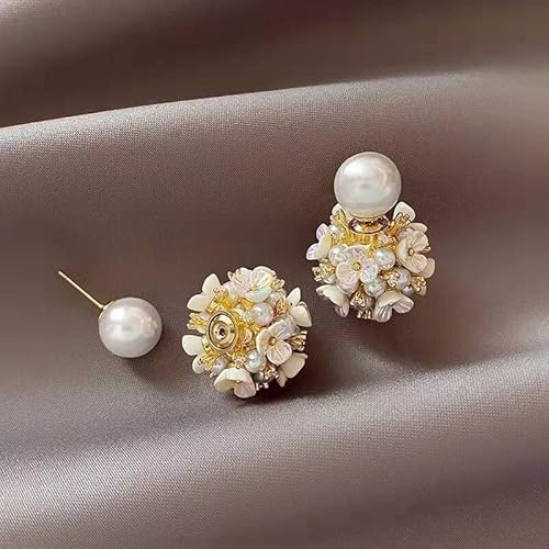 Retro Shell Flower Pearl Ball Shape Stud Earrings For Women Girls Boho Personalized Geometric Earrings Trendy Jewelry #TOP1