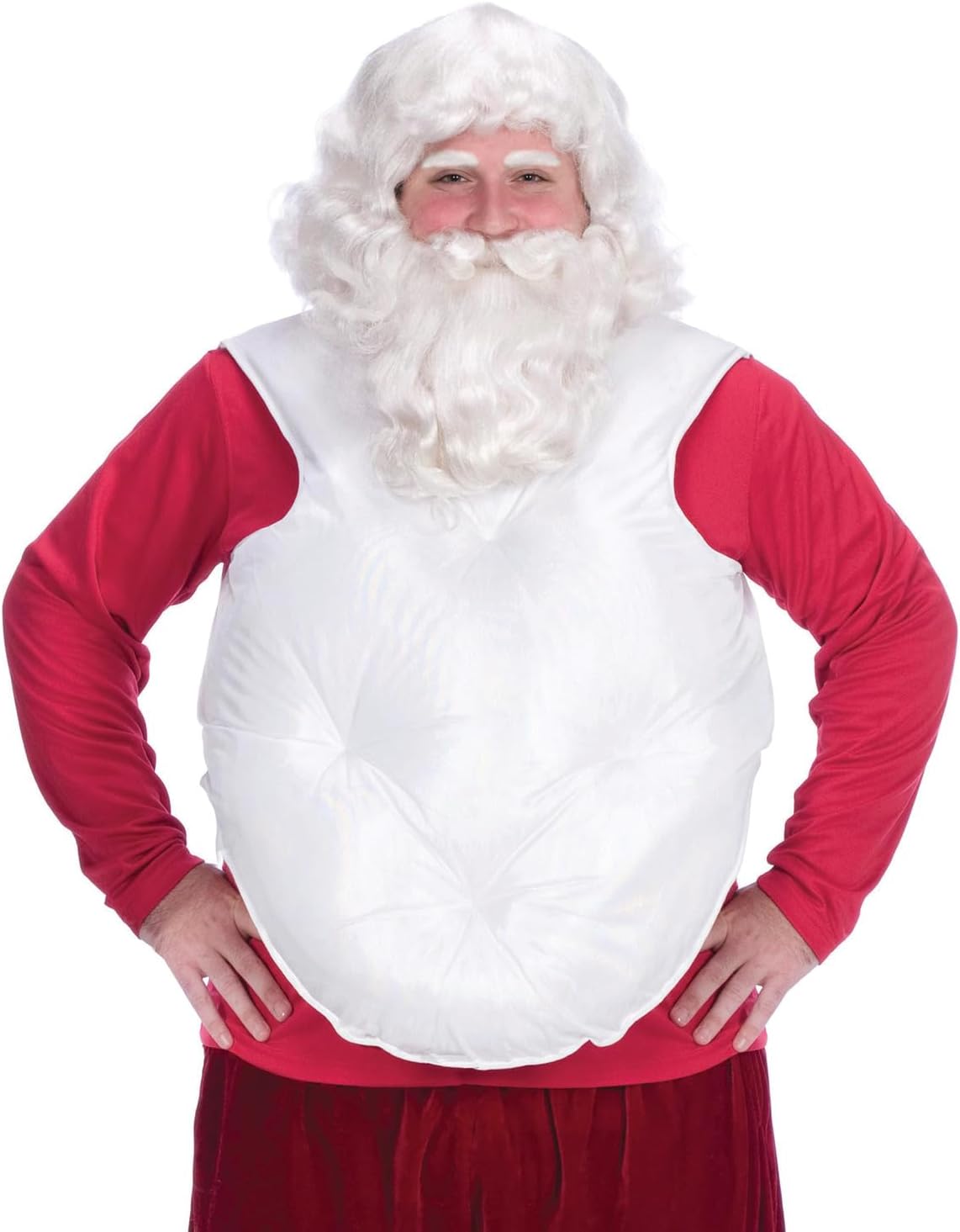Santa Belly Stuffer Fat Suit Vest Claus Washable Satin Lightweight Tummy Pad Tie Closure Padding