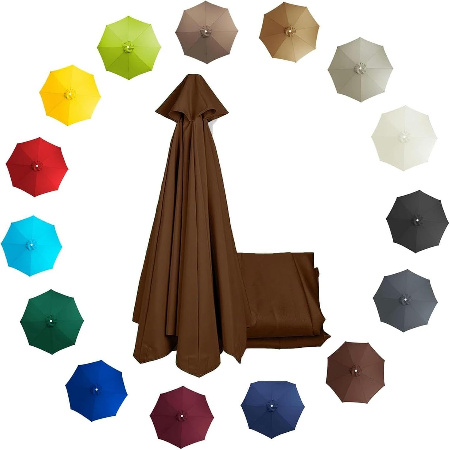 2.0m 2.7m 3.0m Replacement Parasol Canopy Garden Parasol Sunshade Fabric Cover patio umbrella Replacement Canopy Outdoor Sun Umbrella Replacement Cloth 6 Ribs/8 Ribs, Coffee