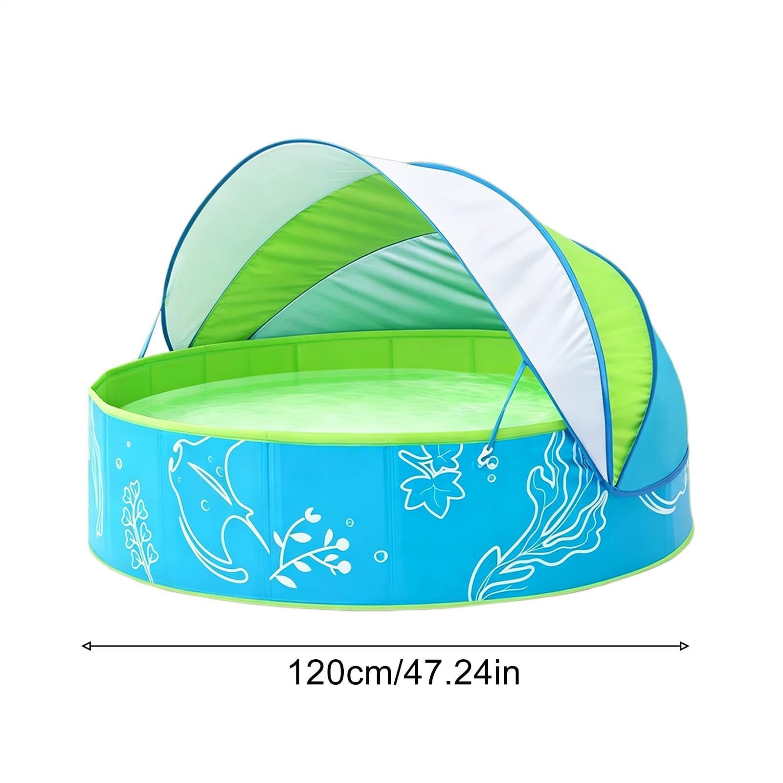 Faltbarer Pool Für Kinder Outdoor Sommer-Badewanne Mit Sonnendach | Kinderpool Für Urlaub, Outdoor, Garten, Hinterhof, , Terrasse, Camping und zu Hause