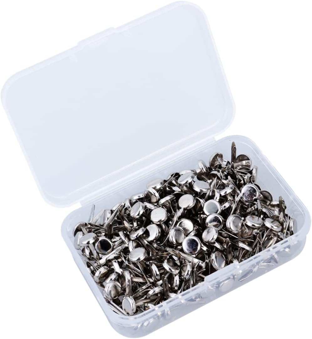 MINAOLULUS 200PCS Round Silver Metal Brads Electroplated Paper Fasteners for DIY Crafts Office Use and Scrapbooking