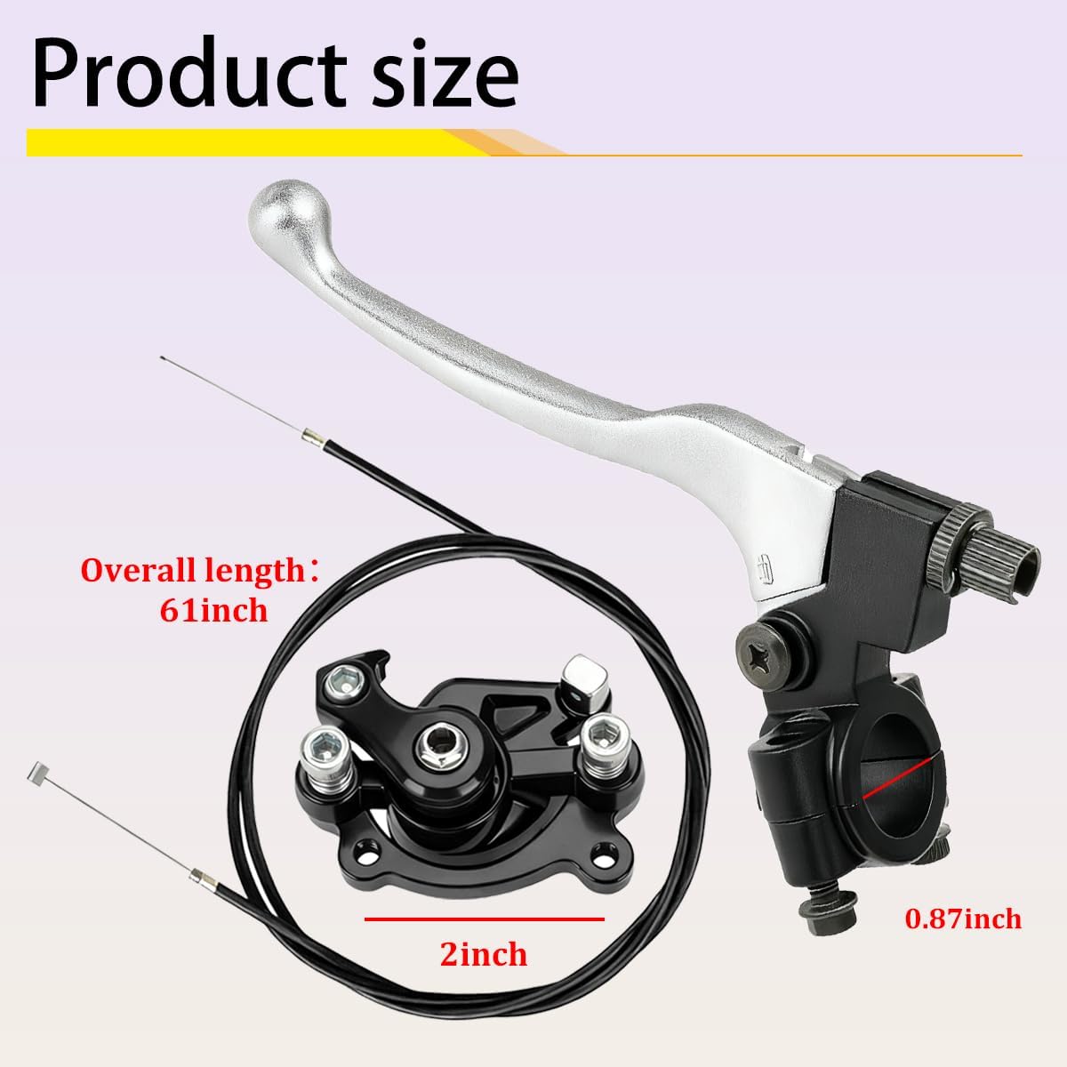Mini Bike Brake Lever Kit Replacement, Motorcycle Brake Clutch Lever with Rear Stop Caliper, Off-Road Motorbike Repair Accrssories, Compatible with CT100U CC100X MBX10 (Black)