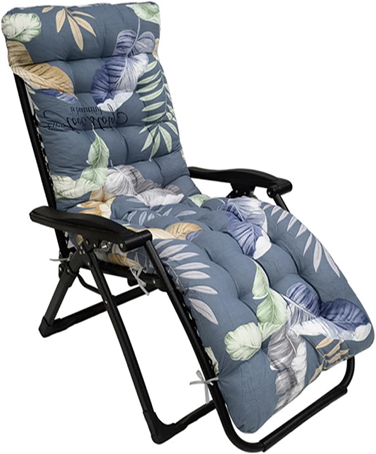 KOCASO Lounge Chair Cushions 67inch Chaise Lounger Cushion Soft Sofa Mat Long Bench Cushion for Outdoor Furniture, Indoor Outdoor Recliner Zero Gravity Chair Cushion, Blue-Multi Leaf