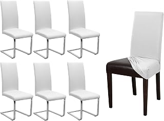 BEAUTEX - Juego de 6 fundas para silla, elásticas, de algodón jersey, bistretch, color a elegir, algodón, Blanco, Onesize Stretch