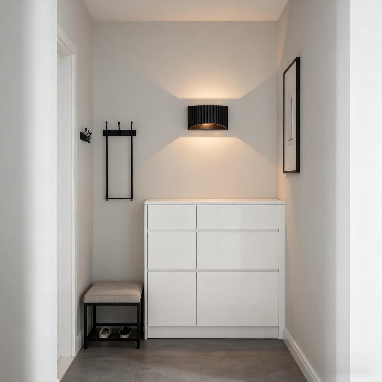 2 Pack Black Modern LED Wall Sconces Wall Lighting, Gypsum 3000K Warm White Indoor Hardwired Wall Mount Light Fixtures Lamp Up and Down for Living Room Bedroom Hallway Dining Room