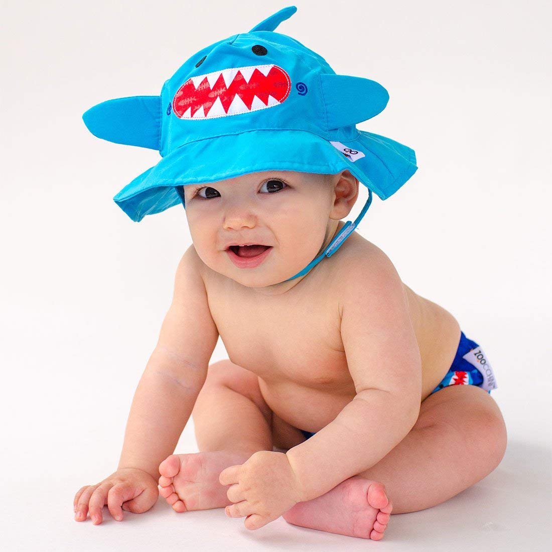 Zoocchini - Set Baby Costumino Contenitivo e Cappellino, Multicolore (Squalo), L (12-24 mesi)