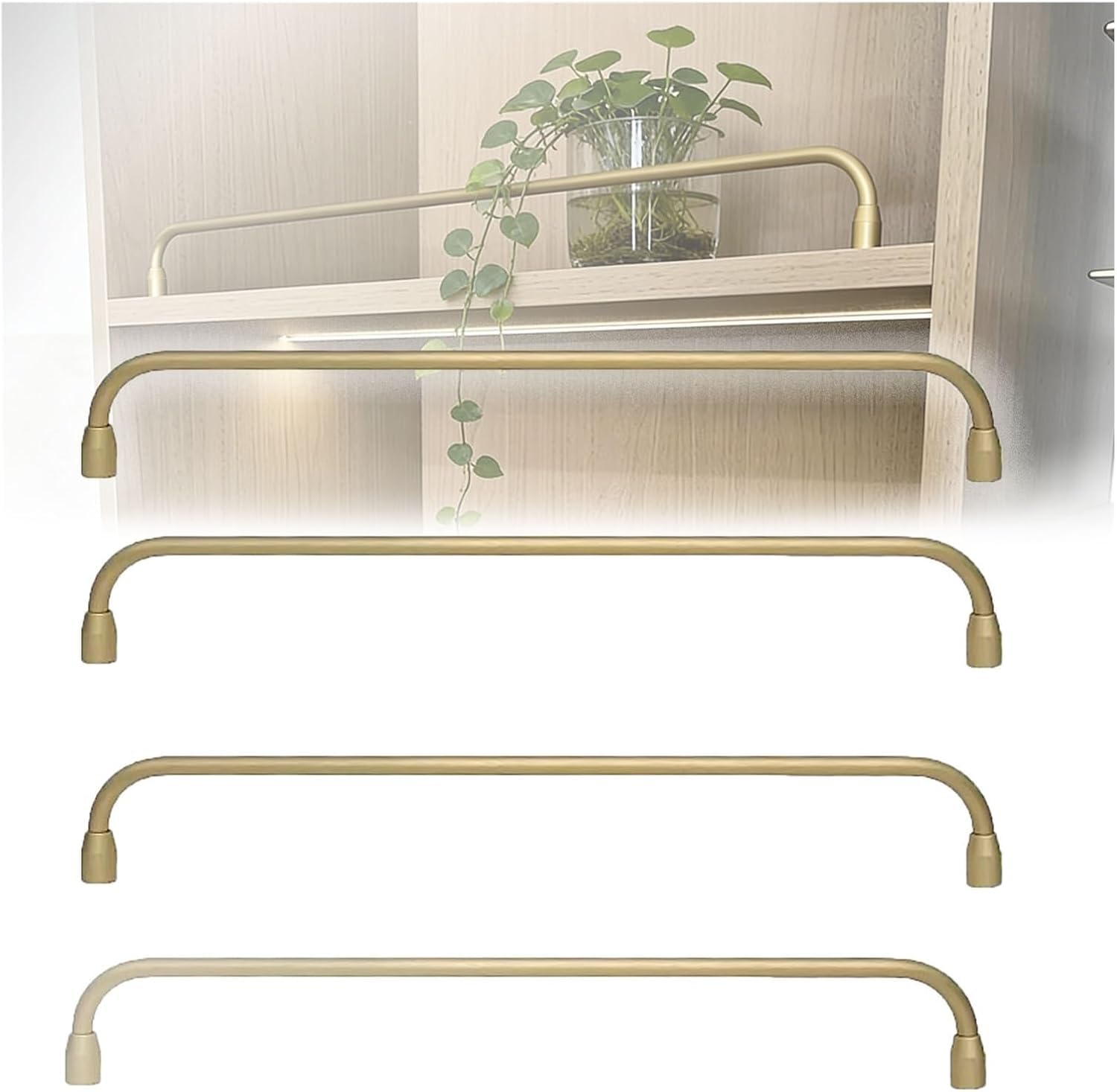 Kit rails métal doré pour étagères bois et meuble cuisine