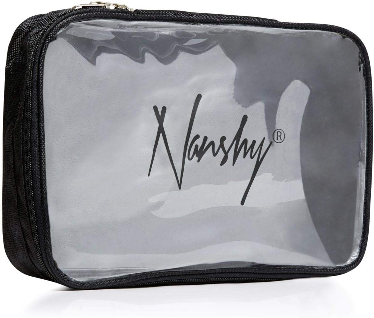 NanshyBlack Travel Cosmetic Makeup Organiser Bag with Clear Transparent Front and Zip - See Through - Great for Airport Cabin Flight Holiday Toiletry