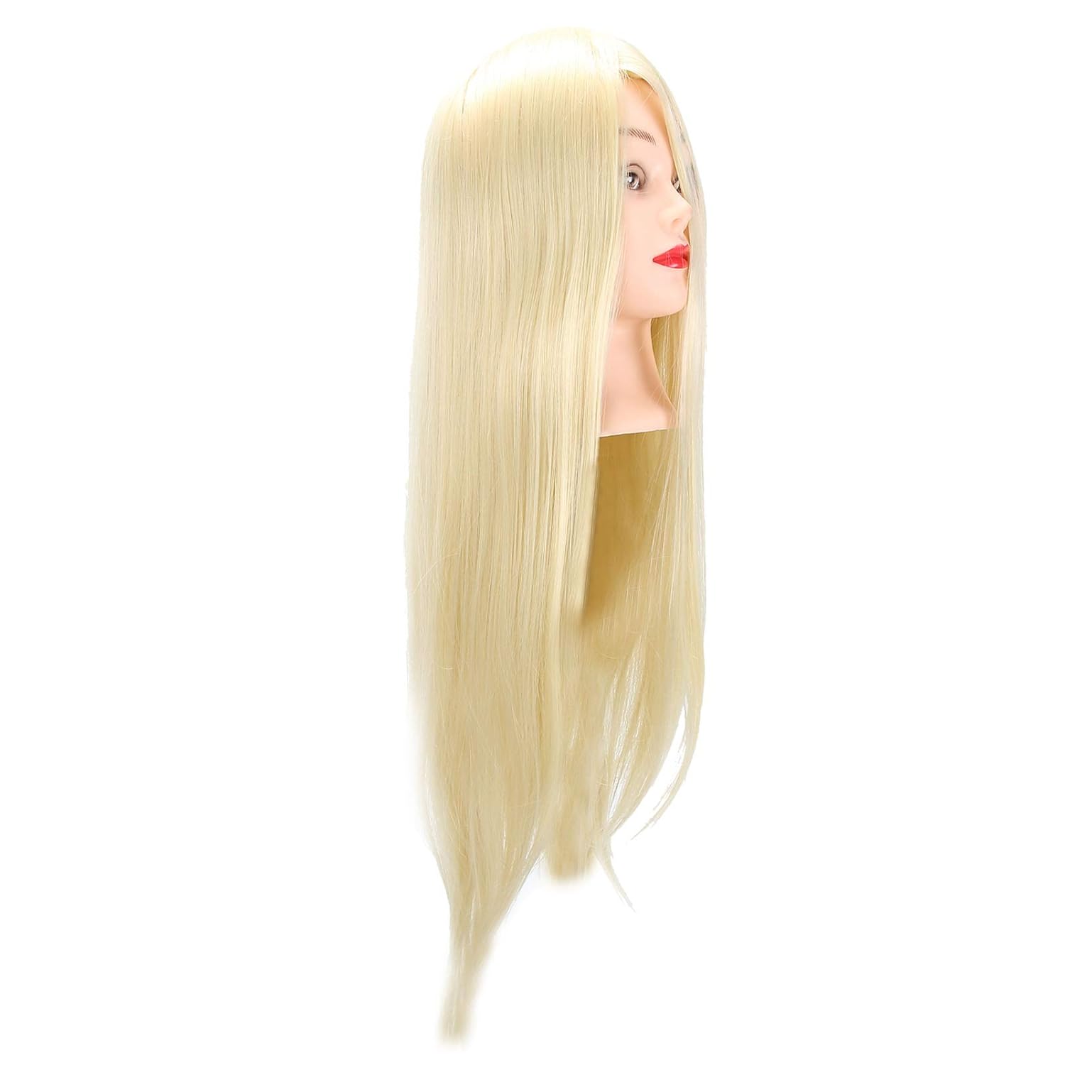 25.6 Inches Professional Mannequin Head with High Temperature Synthetic Fiber Hair for Hair Styling and Braiding Practice, Suitable for Young Female Learners