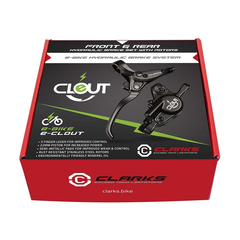 Clarks Cycle Systems E-Clout Hydraulic Disc Brake Set, Including Rotors, Olives, is Mounts, 180/160mm