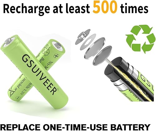 Miniatura 5 de GSUIVEER Baterías de luz solar recargables AAA NiMh 600mAh 1.2V para luces de jardín al aire libre (paquete de 20)