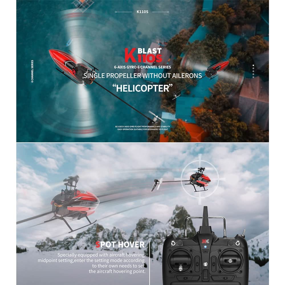 Helikopter zdalnie sterowany, helikoptery RC z żyroskopem w trybie 3D/6G dla dorosłych, 6-kanałowy samolot RC z silnikiem bezszczotkowym, mini helikopter z dużym wyświetlaczem LCD