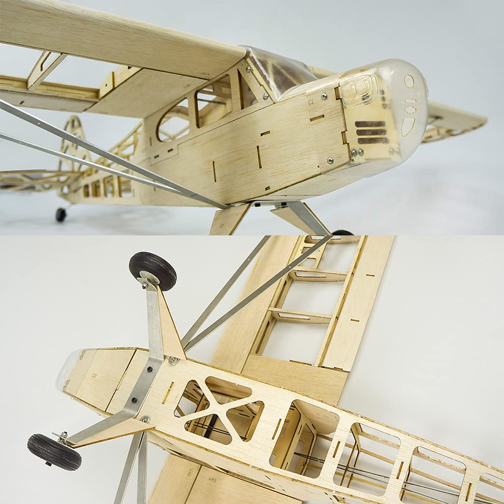 Domary Balsaholz-Flugzeug, RC-Flugzeug, Balsaholz-Elektroflugzeug, Holz-RC-, 1200 Mm, J3 CUB, Zerlegtes Kit, Einfach zu Steuern mit Holzstruktur für Neue Spieler