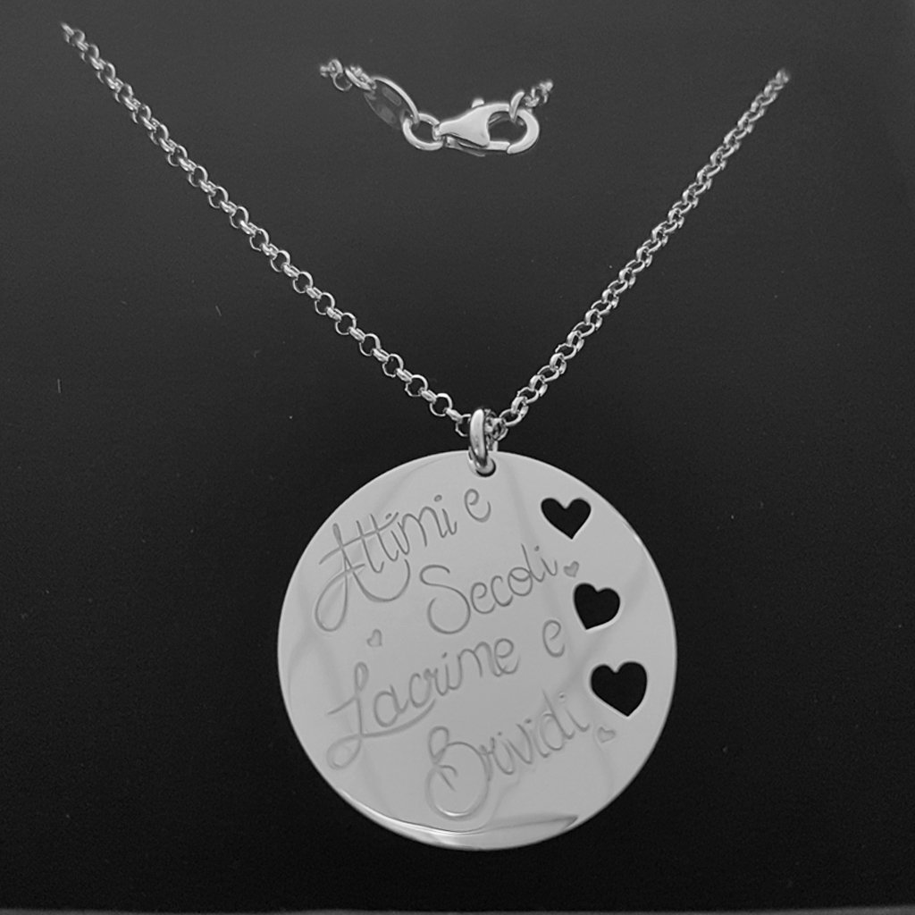 Bracciale e ciondolo personalizzato con incisione gratuita, in argento 925 anallergico.