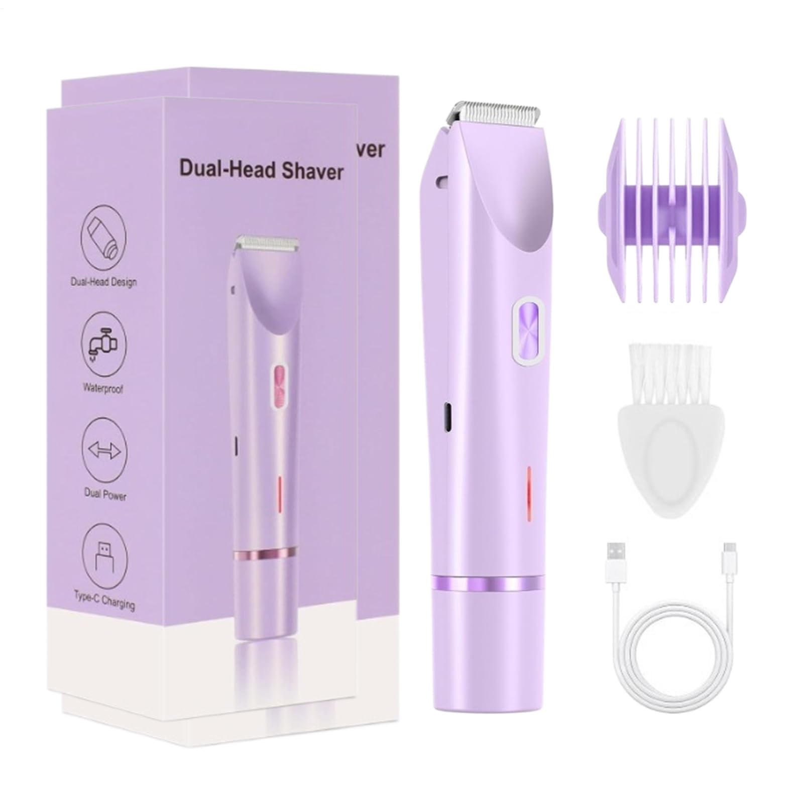 Afeitadora Eléctrica para Mujeres | Epilador Impermeable de Dos Cabezales - Afeitadoras Eléctricas de 400mAh para Piernas de Mujer - Para Pubis Zona Íntima Axilas Piernas Cuerpo Piel Belleza