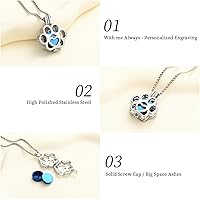 Vista 10 de Oinsi Joyería de Cremación de Mascotas Para Cenizas Para Perro/Gato con Forma de Pata de Acero Inoxidable Medallón Conmemorativo Collar de Urna Mini