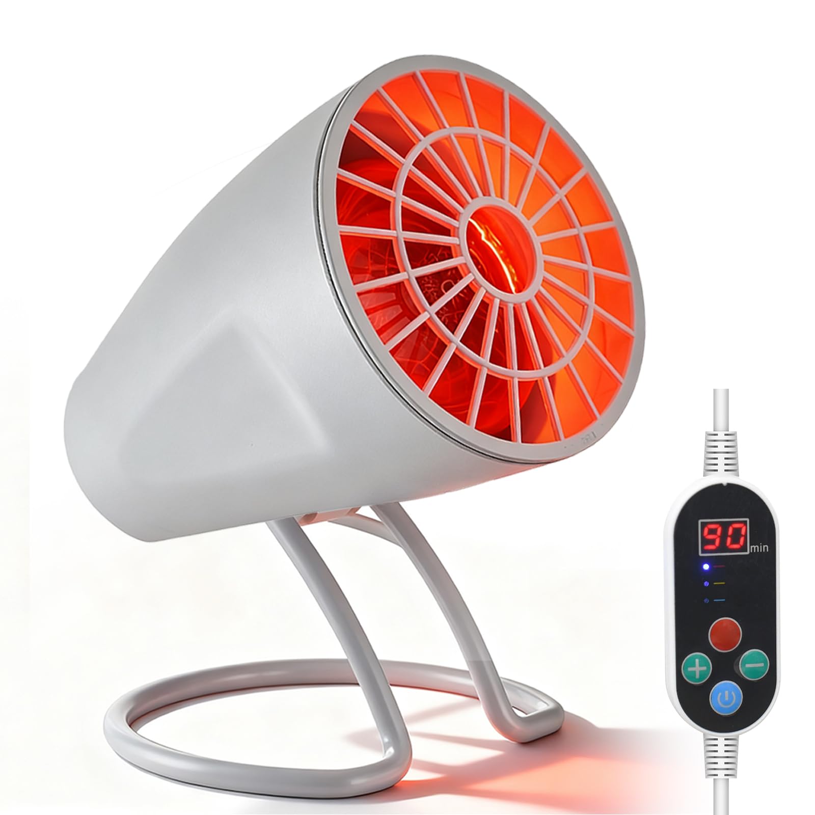 GBKDQQ Lampa na podczerwień 150 W z timerem i regulacją temperatury, lampa na podczerwień do domu, regulowany kąt dla relaksującego zmęczenia mięśni (biała)
