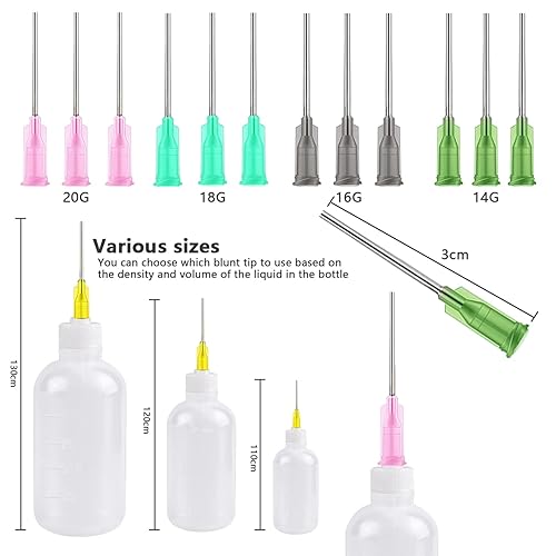 Miniatura 2 de WXJ13 Juego de botellas de pegamento con punta de aguja botellas de plástico con gotero de 41fl oz 20fl oz 41fl oz con 6 embudos para proyectos de