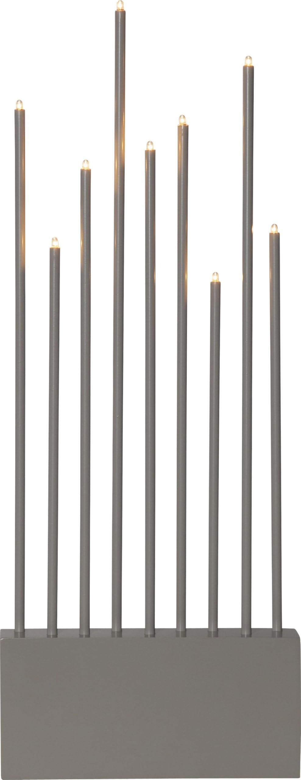 Star Trading Fensterleuchter Buzz - 9-flammiger Lichterbogen aus Holz & Metall in Grau, 23x60 cm, Niedervolt 12V, inkl. E5-Leuchtmittel, Skandinavisches Design