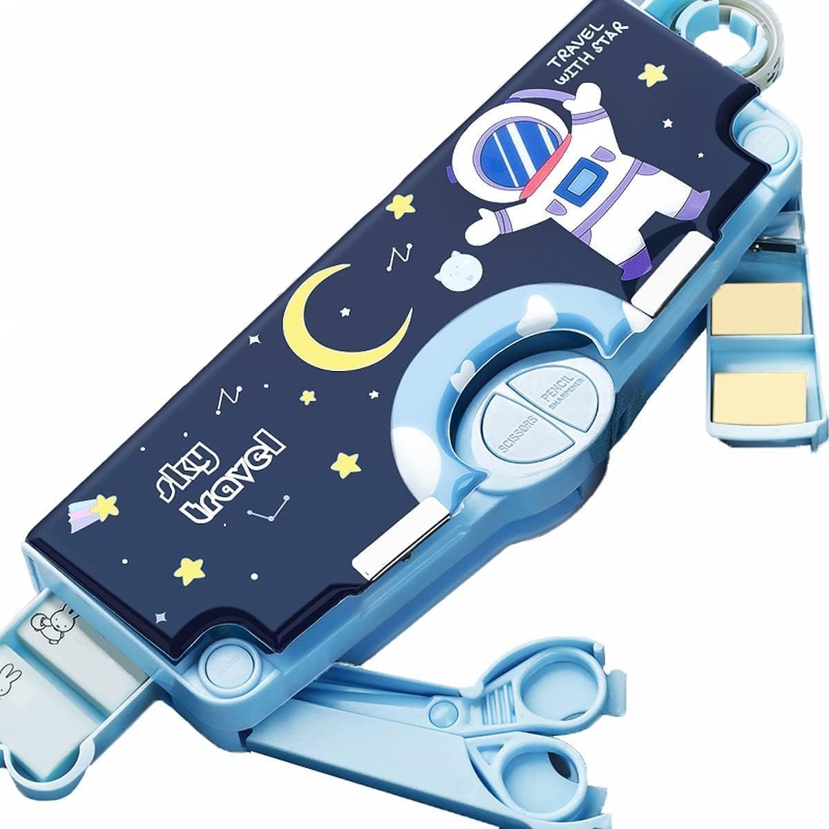 Kiddie Galaxia® Space Theme Pencil Box for Kids, Space Pencil Box for Boys, Boys & Girls Pencil Case for Return Gifts for Kids (with Accessories)