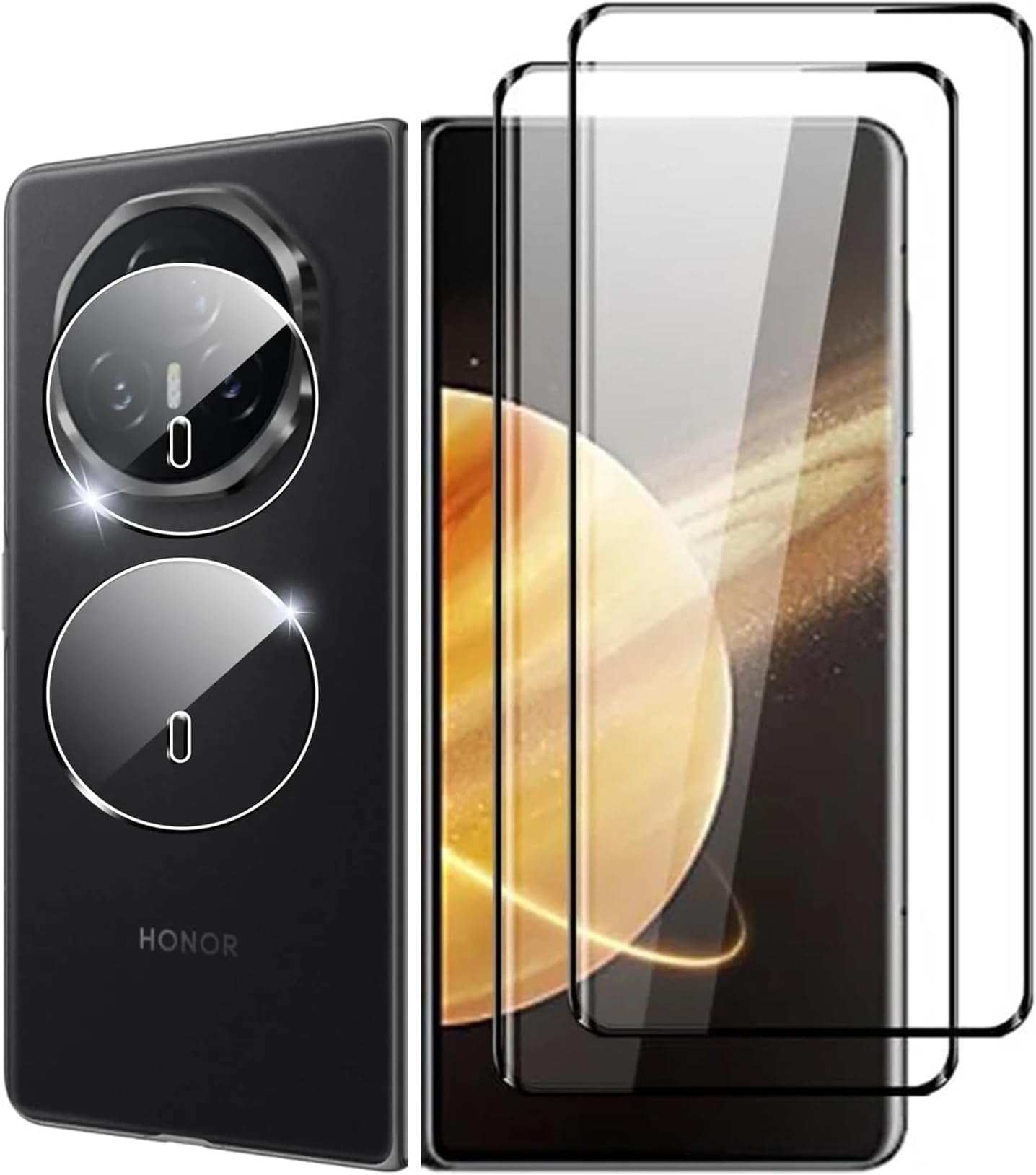 2-Pack Compatible with Honor Magic V3 Screen Protectors with Lens Protectors Tempered Glass Anti-Scratch, Anti-Fingerprint, 9H Hardness