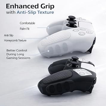 2 Pack Silicone Controller Skins Anti-Slip Cover Case Protector Sleeve for PlayStation 5 /PS5 Controller with 4 Pack Paw Prints Thumb Grips (Black&White)