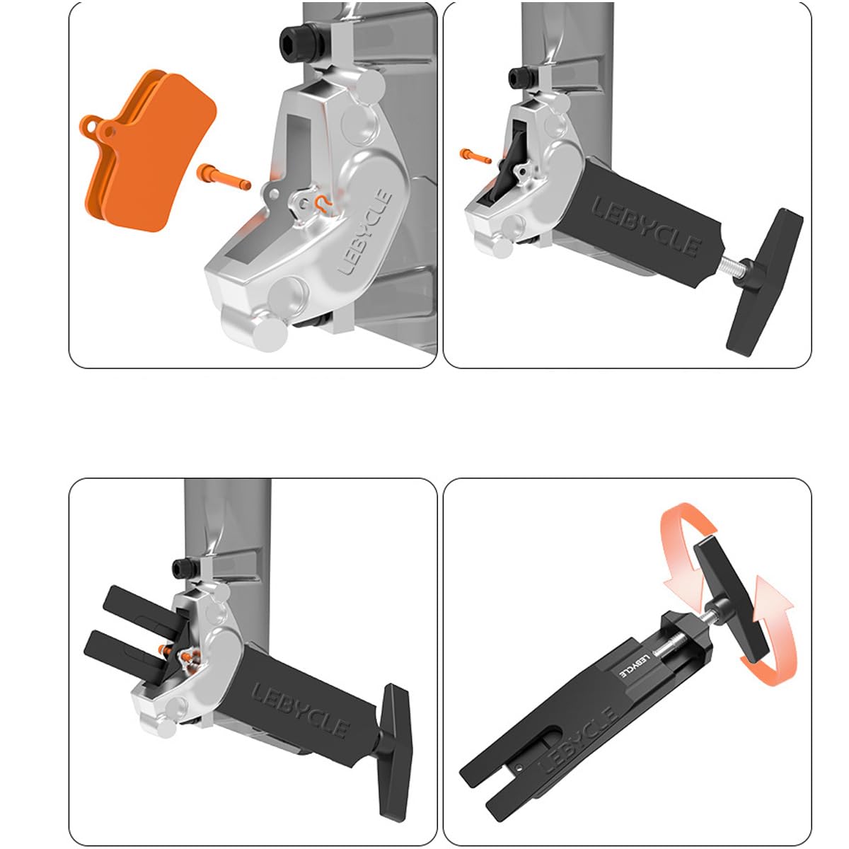 Brake Piston Reset Tool for Bicycle Oil Disc Brakes - Universal for Most Hydraulic Brakes - Lightweight Aluminum Tool with 80mm Lever & Trapezoidal Thread