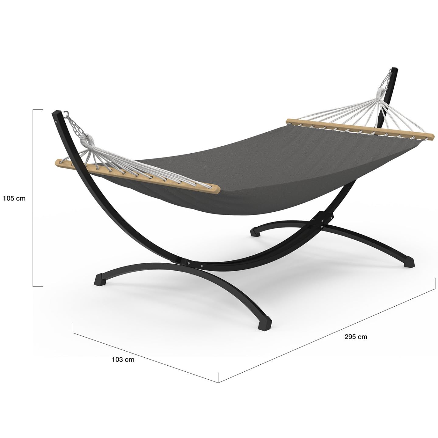 IDMarket - Hamac XL avec Support métal Noir et Toile Gris Anthracite
