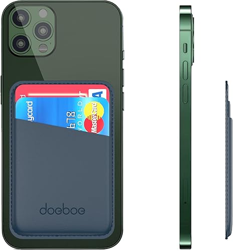 Miniatura 11 de doeboe Tarjetero de cuero para la parte posterior del teléfono, funda de tarjeta de crédito para teléfono celular, funda de cartera de teléfono