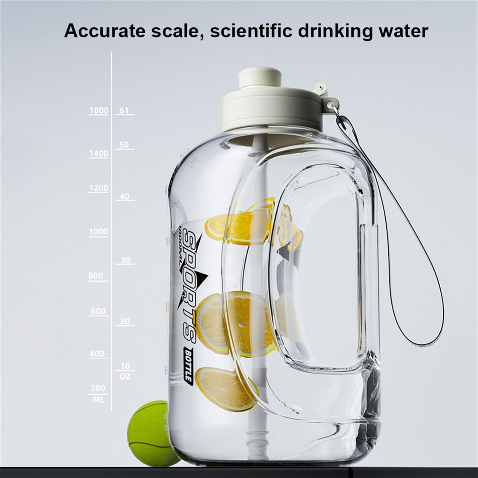Tempi di Borraccia Sportiva da Bere,Maniglia per Brocca d'Acqua Riutilizzabile A Prova di Perdite,Borraccia Sportiva Senza BPA, per Palestra, Allenamento, Scursionismo,Nero,2800ml