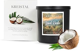 Tropical Paradise Scented Candle – Coconut & Citrus Aromatherapy Soy Can...