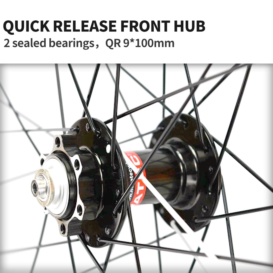 Ruote per Mountain Bike da 26/27,5/29'' con Freno a Disco, Cerchio MTB 32 Fori, sgancio rapido Anteriore e Posteriore QR 100mm/135mm, per Cassetta 7/8/9/10/11/12 velocità (Rosse, 26'')