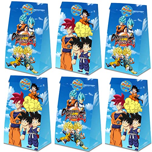 24PCS Dragon Seven Ball Party Candy Bags, Dragon Seven Ball Party Favor Gift Bags for Gragon Seven Ball Theme Birthday Party Supplies with 24PCS Stickers for Boys Kids Girls