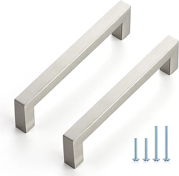 Ravinte 30 Pack Cabinet Handles Square Cabinets Cupboard Handles Brushed Nickel Drawer Pulls Stainless Steel Kitchen Cabinet Pulls Cabinet Hardware Drawer Handles 5 inch Hole Center