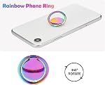 Rainbow Cell Phone Ring Stand Holder,Purple Multicolor Ring Grip Kickstand,360 Rotation Metal Finger Ring for Almost All Phones,Pad
