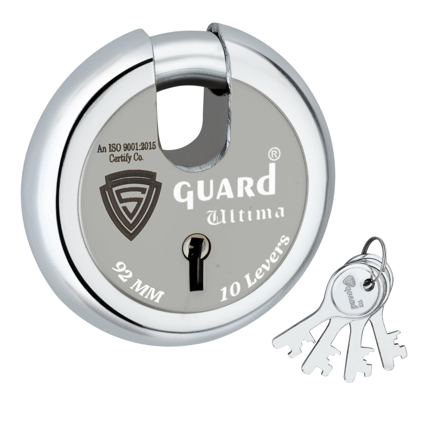 S-GUARD Heavy Duty Shutter Locks for Shop|, Main Gate| Main Door| Godowns| Offices| Warehouse| Trucks- Silver,Laser Print Design (92MM-10 Levers-1 Piece) (B0CCLDGF1P) Amazon Price History, Amazon Price Tracker
