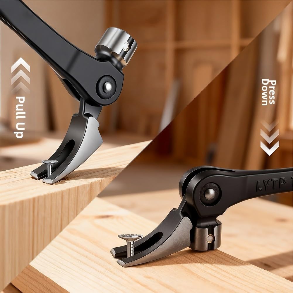 Martillo de acero al carbono con cabeza ajustable, soporte magnético para clavos, agarre que absorbe los golpes para tirar rápidamente de las uñas, ideal para el hogar y el taller
